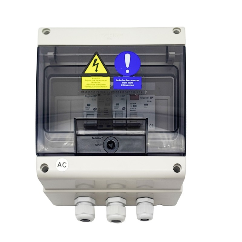 Coffret AC 6kW Mono, protection onduleur 32A 230VAC